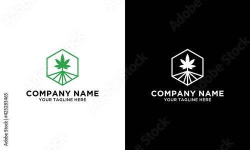 cannabis lineart logo vector