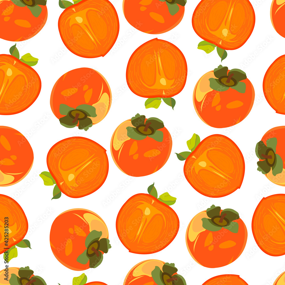 seamless pattern with persimmon. whole persimmon. seamless pattern with persimmon. whole persimmon.