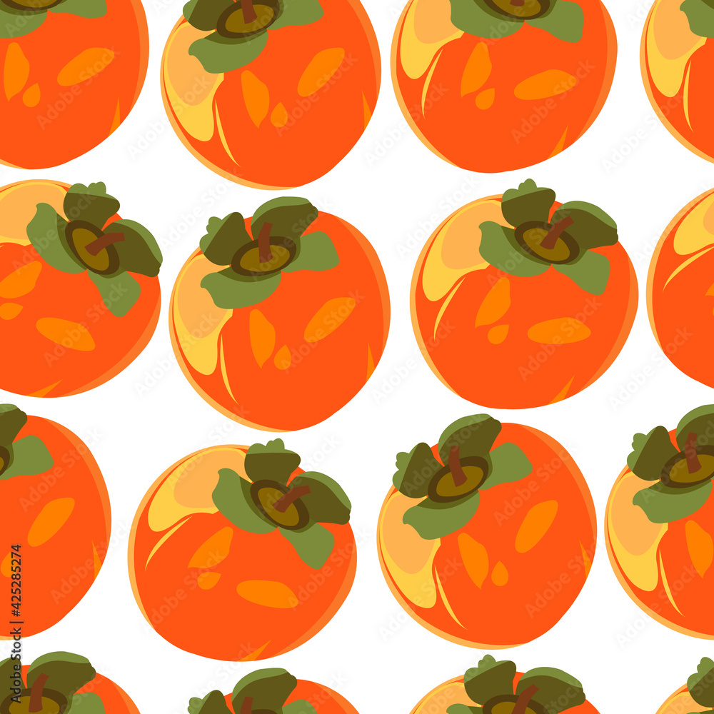 seamless pattern with persimmon. whole persimmon. seamless pattern with persimmon. whole persimmon.