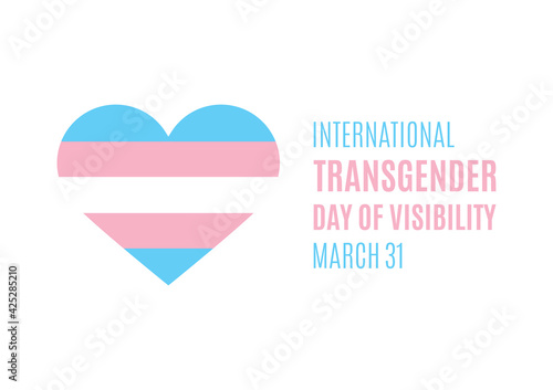 International Transgender Day of Visibility vector. Transgender flag in heart shape icon vector. Transgender Day of Visibility Poster, March 31. Important day
