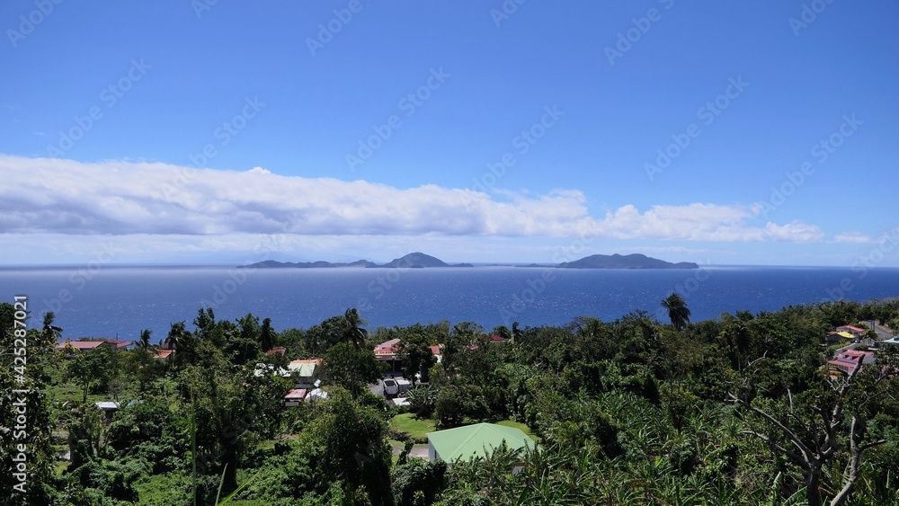 viewpoint of a nice bay with little islands in the ocean in Guadeloupe