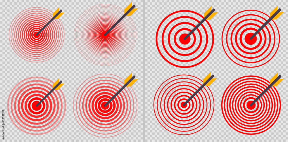 Design element. Isolated icon vector red ring Target. Circle symbol Successful shoot. Vector illustration EPS10 for presentation, Concentric Flat & Trendy logo on White background for Darts target aim