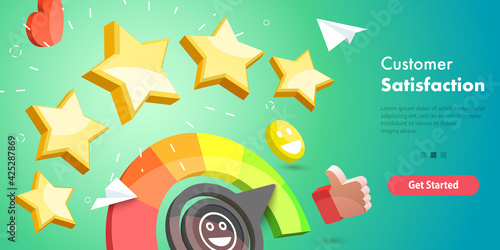 3D Vector Conceptual Illustration of Customer Satisfaction Survey.