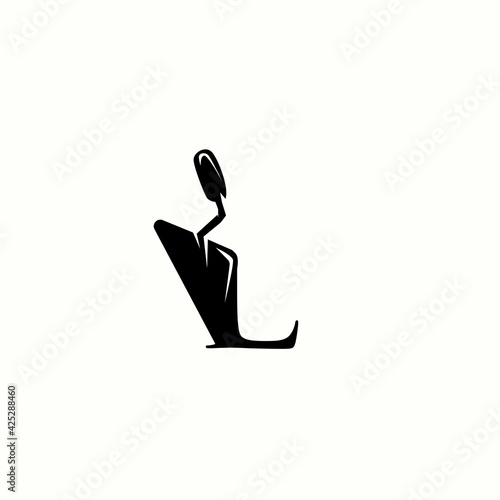 logo letter l with icon trowel tool for home repair vector design