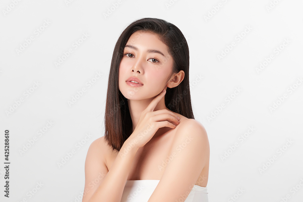 Beautiful young asian woman with clean fresh skin on white background, Face care, Facial treatment, Cosmetology, beauty and spa, Asian women portrait Beautiful young asian woman with clean fresh skin on white background, Face care, Facial treatment, Cosmetology, beauty and spa, Asian women portrait