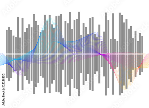 Gray equalizer isolated on white background. Vector illustration. Pulse music player. Audio wave logo. Vector design element Poster of the sound wave template visualization signal Illustration eps 10