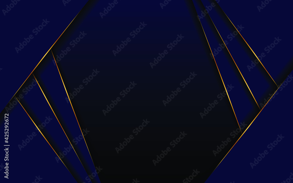 Obraz premium Abstract dark blue luxury with golden glowing lines with design space. Concept of modern technology innovation