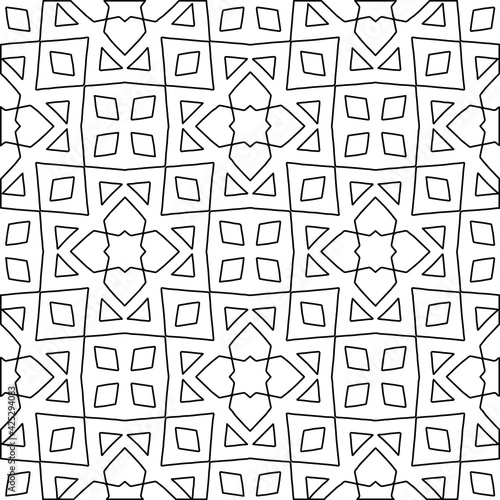 Geometric vector pattern with triangular elements. Seamless abstract ornament for wallpapers and backgrounds. Black and white colors. 