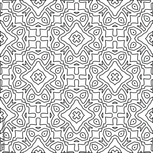 Geometric vector pattern with triangular elements. Seamless abstract ornament for wallpapers and backgrounds. Black and white colors. 