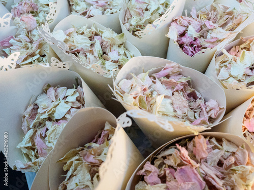 Hand made wedding confetti cone