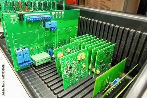 Several PCB boards side by ...