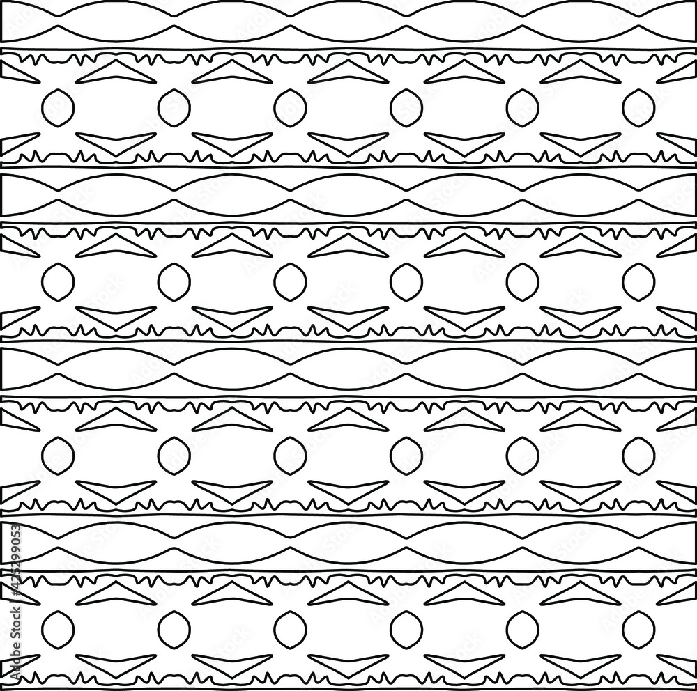 Fototapeta premium Geometric vector pattern with triangular elements. Seamless abstract ornament for wallpapers and backgrounds. Black and white colors. 