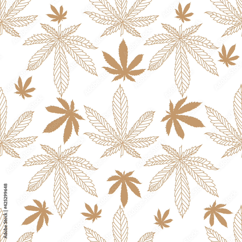 Seamless Pattern golden cannabis