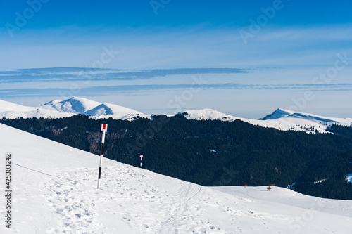 Obraz na płótnie Panoramic view of Bucegi mountain massif in Romanian Transylvania w salonie