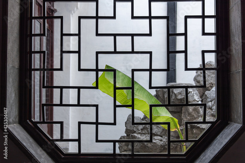 Classical garden of image in Suzhou,Jiangsu,China.It is meaningful or emotional by the designed architecture.