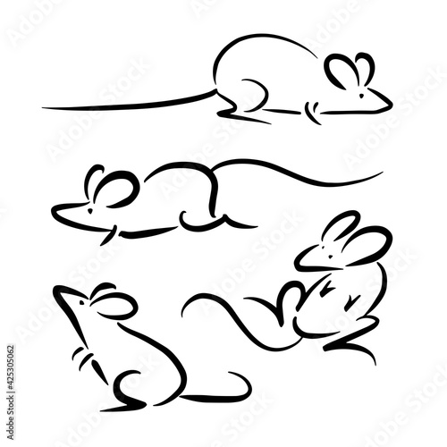 graphic simple rat on white background