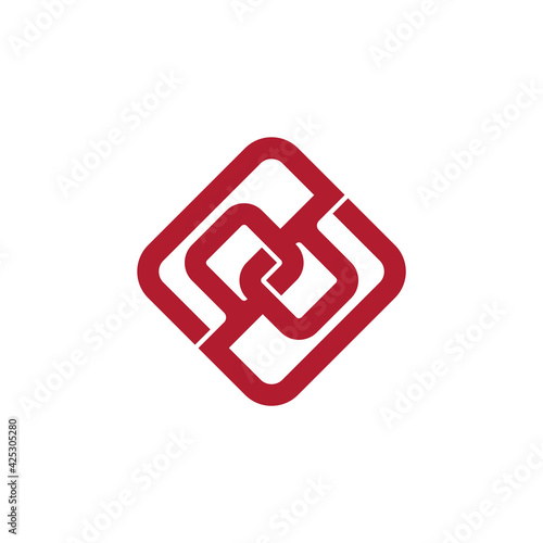 number 96 simple linked square logo vector