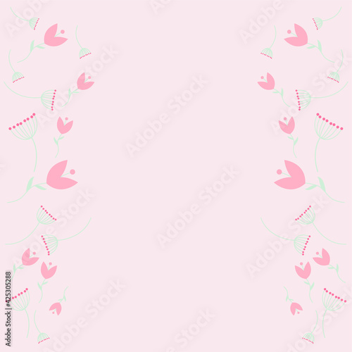 vector greeting card with flowers. a flat image of a wedding card with a variety of colors. background with flowers and leaves © Marina