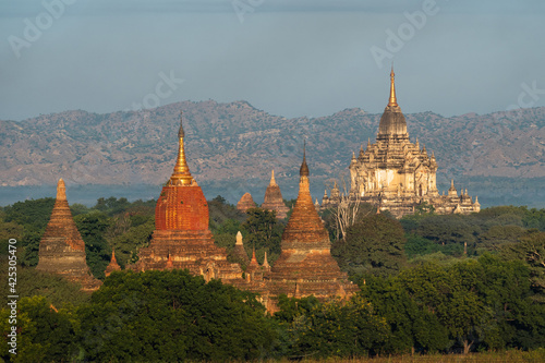 Ancient Buddhist temples and pagodas in Old Bagan  Myanmar  Burma .