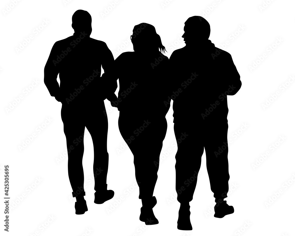 Crowds people walking on street. Isolated silhouette on a white background Crowds people walking on street. Isolated silhouette on a white background