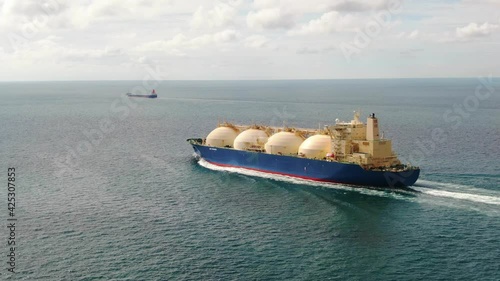 Liquefied natural gas tank in the open ocean, Transportation of liquefied gas and oil products. LNG