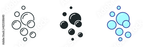 Bubble icon in filled, outline style. Clear water splash. Soap foam, fizzy drink, oxygen bubble pictogram symbol. Fresh aqua drop for wet symbol. Vector illustration design on white background. EPS 10