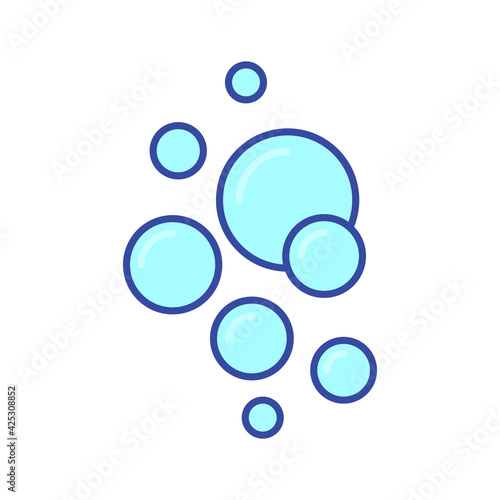 Bubble icon filled outline style. Clear water splash. Soap foam, fizzy drink, oxygen bubble pictogram symbol. Fresh aqua drop for wet symbol. Vector illustration design on white background. EPS 10