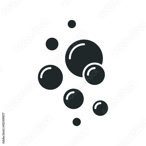 Bubble icon solid style. Clear water splash. Soap foam, fizzy drink, oxygen bubble pictogram symbol. Fresh aqua drop for wet sign. Vector illustration design on white background. EPS 10
