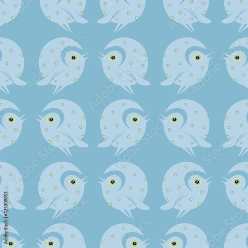 Spotted bluebird on a seamless pattern