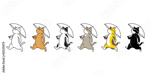 cat vector kitten icon calico umbrella logo pet breed cartoon character sport doodle symbol illustration design