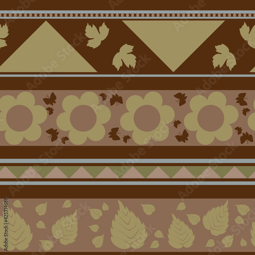 pattern of linear patterns in brown tones, cartoon illustration, vector,