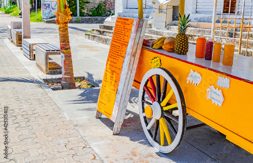 Drivable tropical juice shop on wheels Playa del Carmen Mexico photo