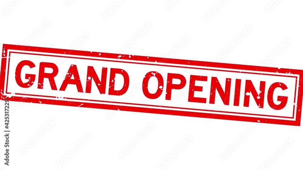 Grunge red grand opening word square rubber seal stamp zoom on white background Grunge red grand opening word square rubber seal stamp zoom on white background