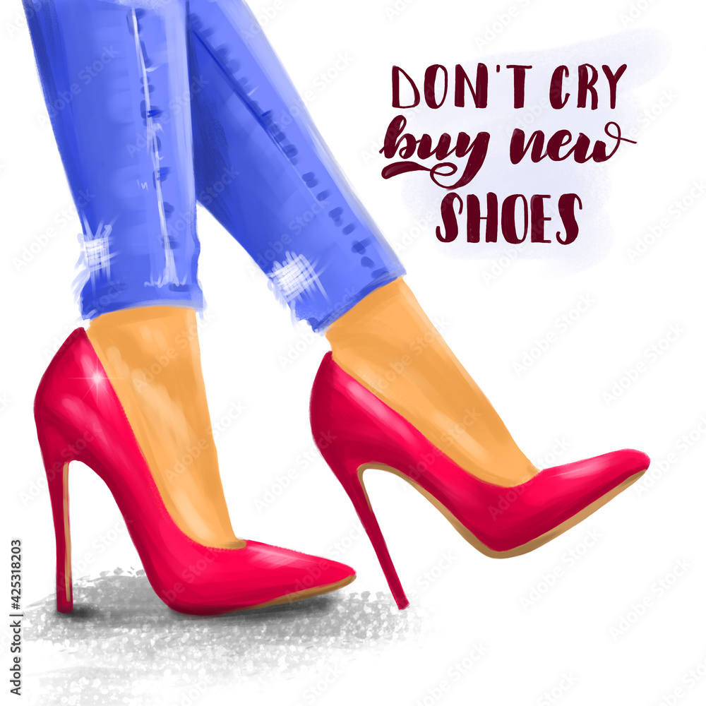 Fashion woman accessories set. Trendy fashion red shoes heels. Yellow pastel  color background, top view and copy space. Fashion Concept. Stock Photo |  Adobe Stock