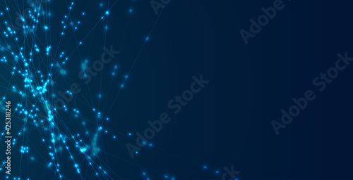 Abstract technology background with lines and glowing dots