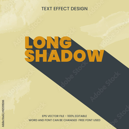 Text effect long shadow, editable and vintage style.