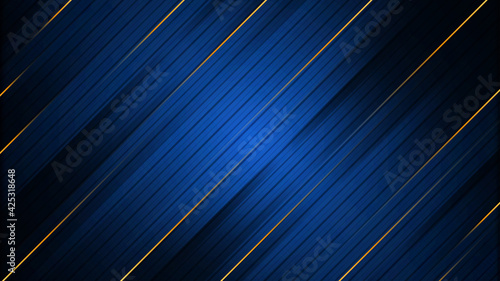 Abstract blue background with gold stripes 