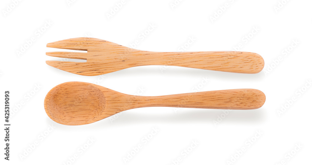 wooden spoon and fork isolated on white background. wooden spoon and fork isolated on white background.
