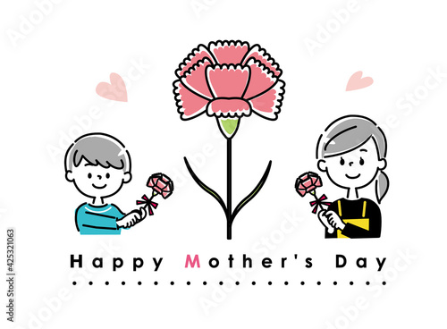 母の日イラスト　Happy Mother's day greeting card template 
