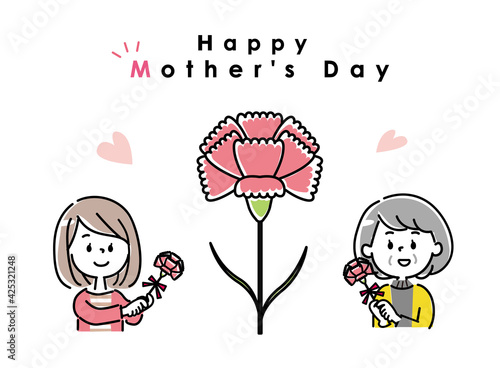 母の日イラスト　Happy Mother's day greeting card template 