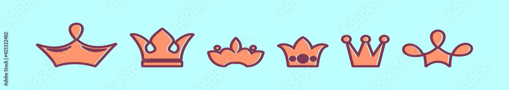 set of crown logo cartoon icon design template with various models. vector illustration isolated on blue background set of crown logo cartoon icon design template with various models. vector illustration isolated on blue background