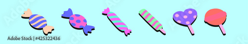 set of candy cartoon icon design template with various models. vector illustration isolated on blue background