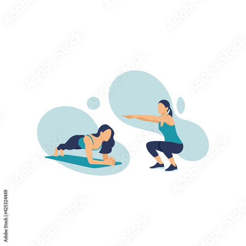 modern faceless woman workout illustration 