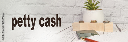 The concept of a small cash balance of financial accounts written on a copy of the space with an office light background, banner