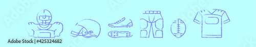 set of football kit cartoon design template with various models. vector illustration isolated on background