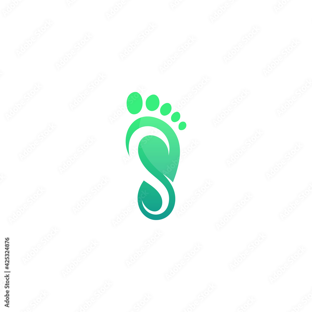 footprint with letter S and leaf design - creative reflexology and healthy foot care logo template vector footprint with letter S and leaf design - creative reflexology and healthy foot care logo template vector