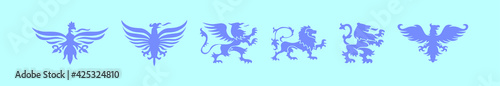 Fototapeta Naklejka Na Ścianę i Meble -  set of heraldic lion cartoon icon design template with various models. vector illustration isolated on blue background