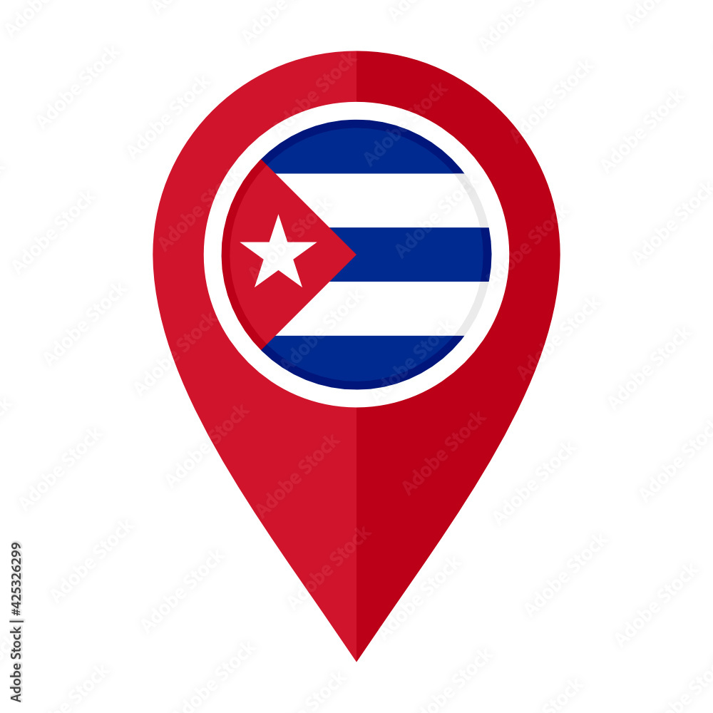flat map marker icon with cuba flag isolated on white background flat map marker icon with cuba flag isolated on white background