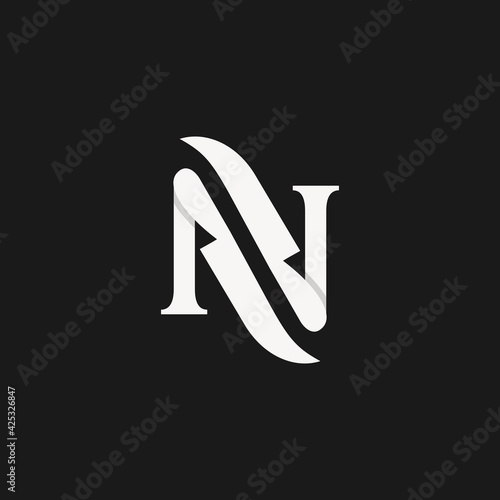 Letter N with blades - Knife guy monogram logo.
Elegant black and white logotype.