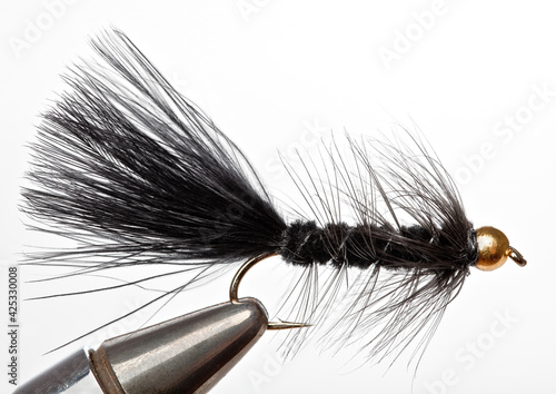 Versatile Fishing Fly that Imitates a Minnow; The Black Woolly Bugger photo